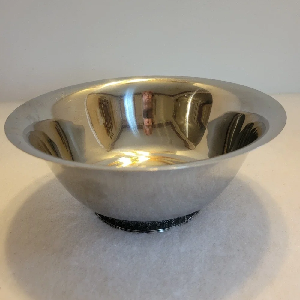 Vtg MCM Madeira Stainless‎ Serving Set Trays Divided Dish Bowl Floral Rim